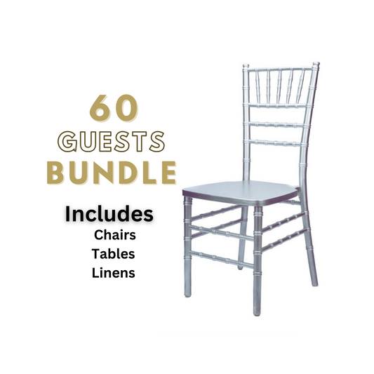 60 guests bundle with banquet tables and chairs setup chair rental in Atlanta, GA