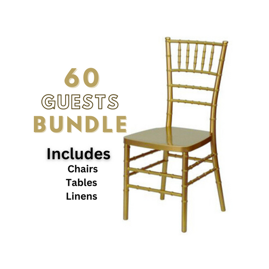 60 guests event bundle tables and chairs package chair rentals in Atlanta, GA
