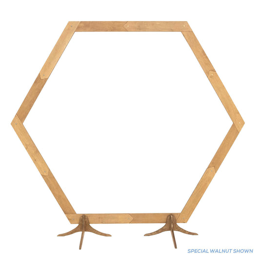 Hexagon wooden arch rental for weddings and event backdrops in Atlanta, GA.