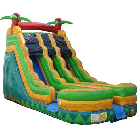 18'h Dual Lane Palm Tree Slide Wet N Dry Inflatable Combo