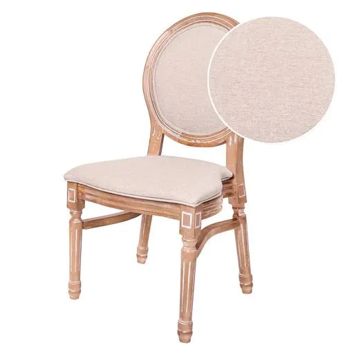 Louis Pop chair antique wood frame with fabric back and seat chair rental in Atlanta, GA