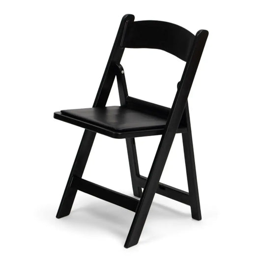 Black resin folding chair for indoor or outdoor events chair rental in Atlanta, GA