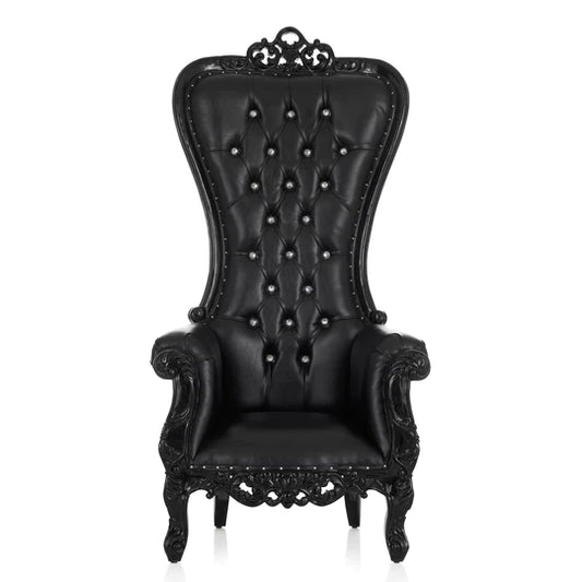 Sweetheart throne chair black high-back for bride and groom chair rentals in Atlanta, GA