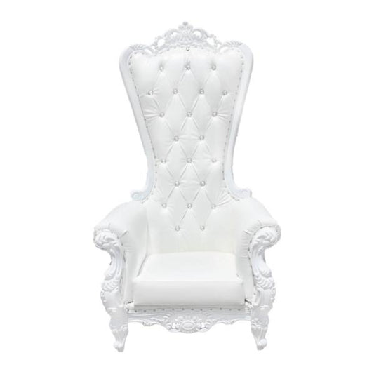 Sweetheart throne chair all white high-back for head table chair rental in Atlanta, GA
