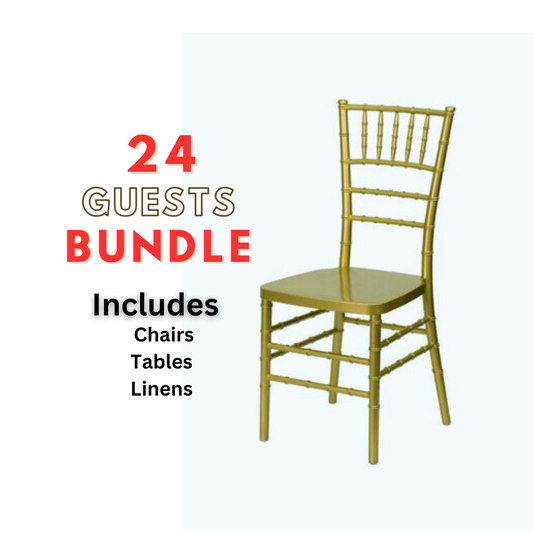 Chiavari chairs bundle for 24 guests banquet seating chair rentals in Atlanta, GA