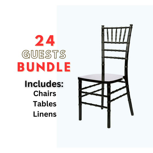 White Chiavari chair package for 24 guests close view chair rentals in Atlanta, GA
