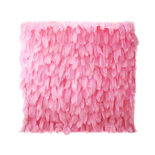 Soft pink feather wall adds romantic texture to weddings and events in Atlanta, GA.