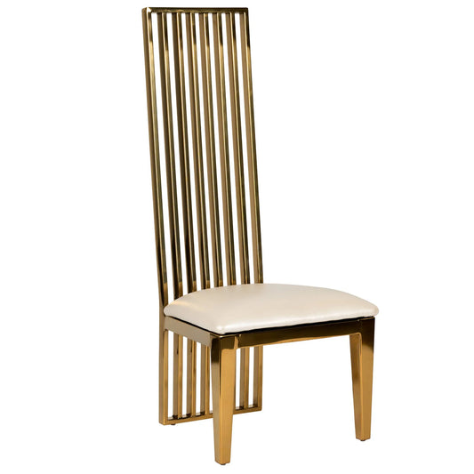 Gold high-back kids chair with white cushion for kids chair rental in Atlanta, GA.