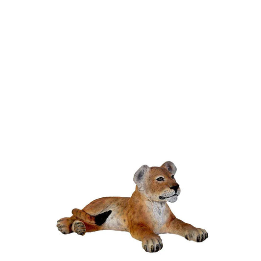Life-size lion cub standing statue adds safari charm to party rental for kids in Atlanta, GA.