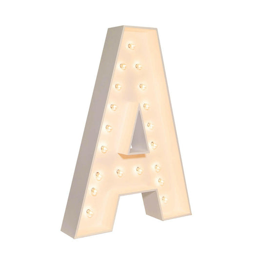 Marquee letter “A” illuminated sign event decor rentals in Atlanta, GA