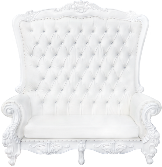 All-white queen loveseat for lounge seating chair rentals in Atlanta, GA
