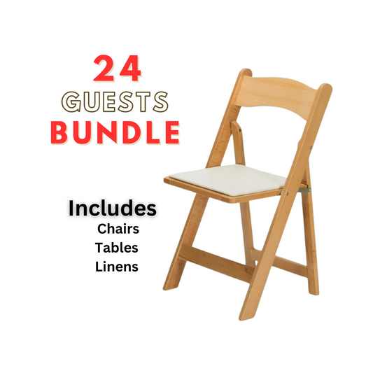 Resin folding chairs bundle seating for 24 guests chair rental in Atlanta, GA