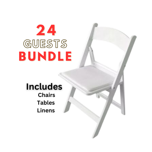 Resin folding chairs set for 24 guests stack view chair rentals in Atlanta, GA