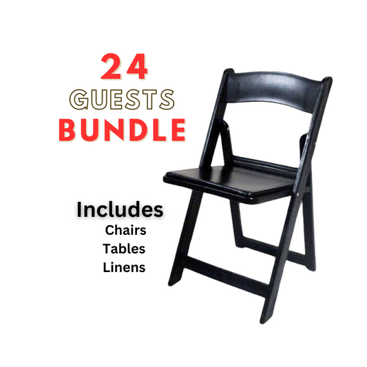 Resin folding chairs 24 guests bundle studio setup chair rental in Atlanta, GA