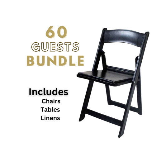 Resin folding chairs bundle for 60 guests chair rentals in Atlanta, GA