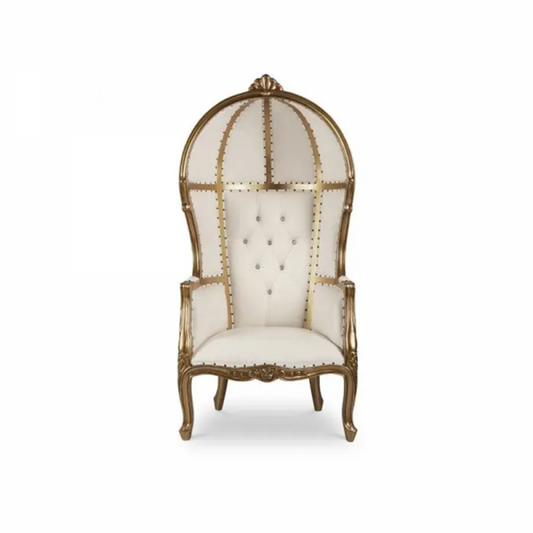 Royal throne chair white vinyl with silver frame baroque seating chair rental in Atlanta, GA