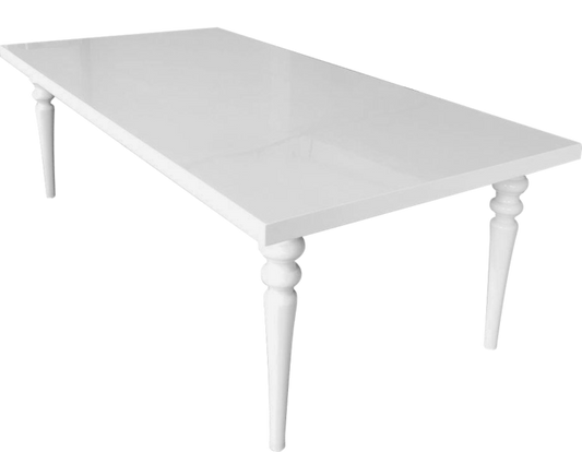 Wood Belle white dining table sleek design perfect for children's rentals in Atlanta, GA