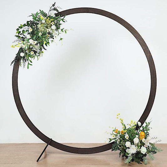 Round wooden arch rental perfect for elegant ceremony backdrops and event décor in Atlanta, GA