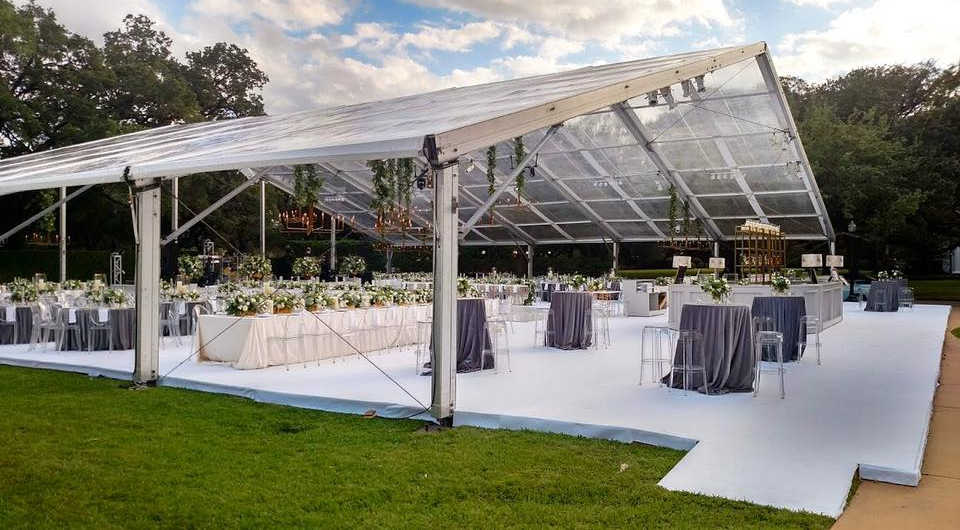 glass tent rental Chiavari 100 Guest: CLEAR Tent Top – Atlanta Rentals – WOW Event Rentals