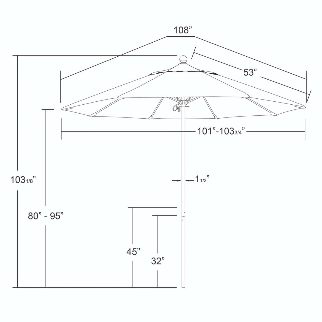 9' Patio Umbrella with Bronze Pole and Sunbrella Canopy