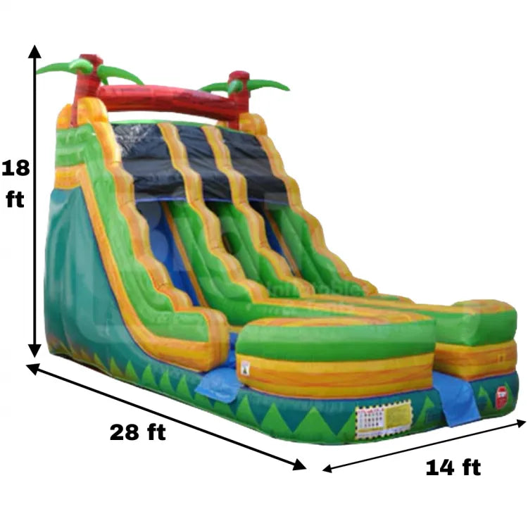 Inflatable Combo:  18'H Dual Lane Palm Tree Slide Wet n Dry