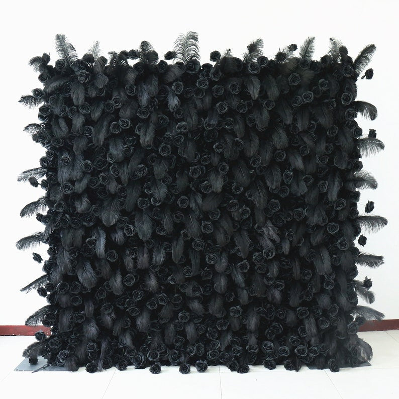 5D Fabric Artificial Flower Wall – Rolling Curtain Rental Atlanta Midnight