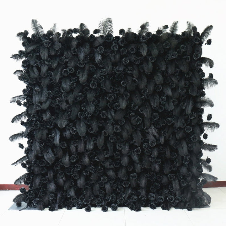5D Fabric Artificial Flower Wall – Rolling Curtain Rental Atlanta Midnight