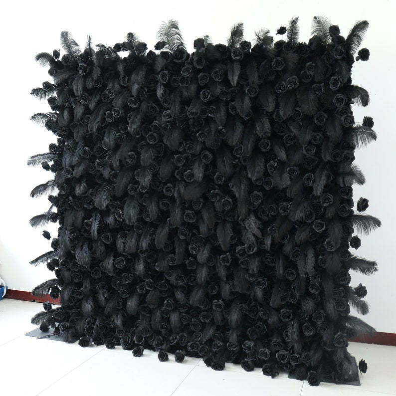 5D Fabric Artificial Flower Wall – Rolling Curtain Rental Atlanta Midnight