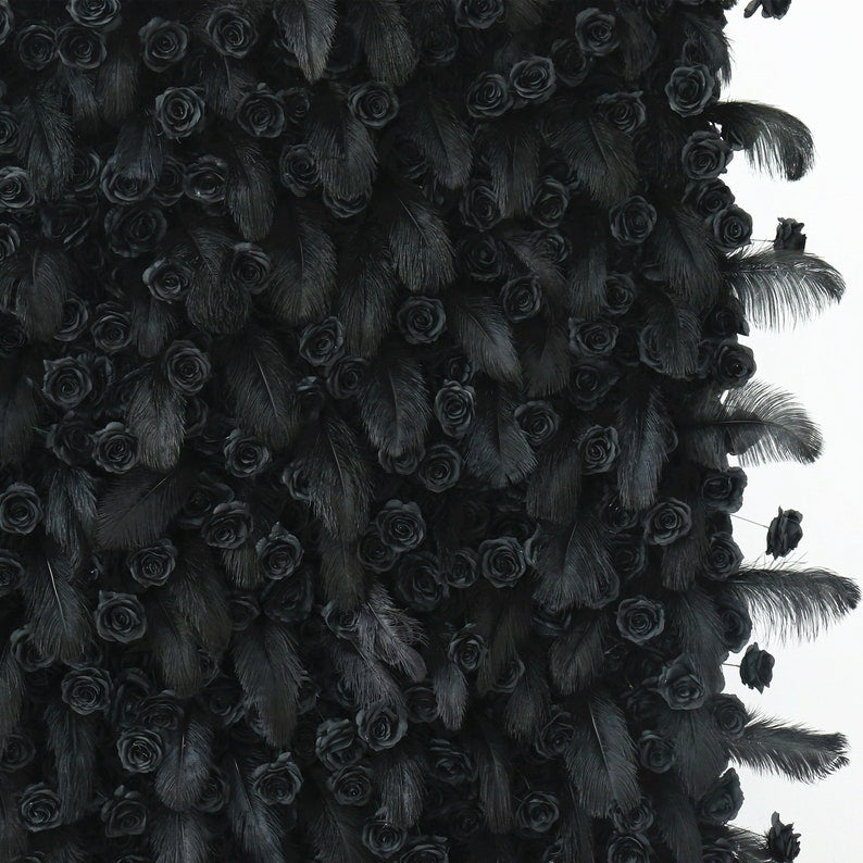 5D Fabric Artificial Flower Wall – Rolling Curtain Rental Atlanta Midnight