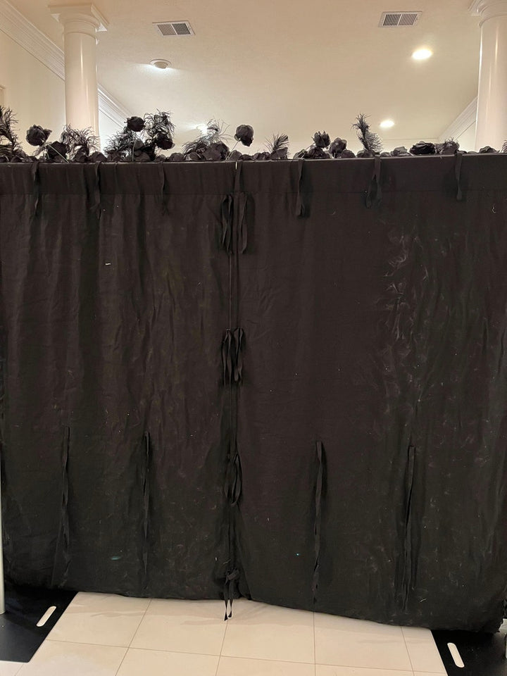 5D Fabric Artificial Flower Wall – Rolling Curtain Rental Atlanta Midnight