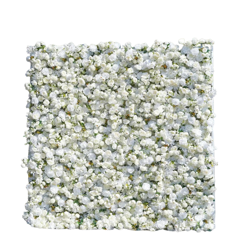 5D Rolling Curtain Artificial Flower Wall –  Rental Atlanta White Pearl