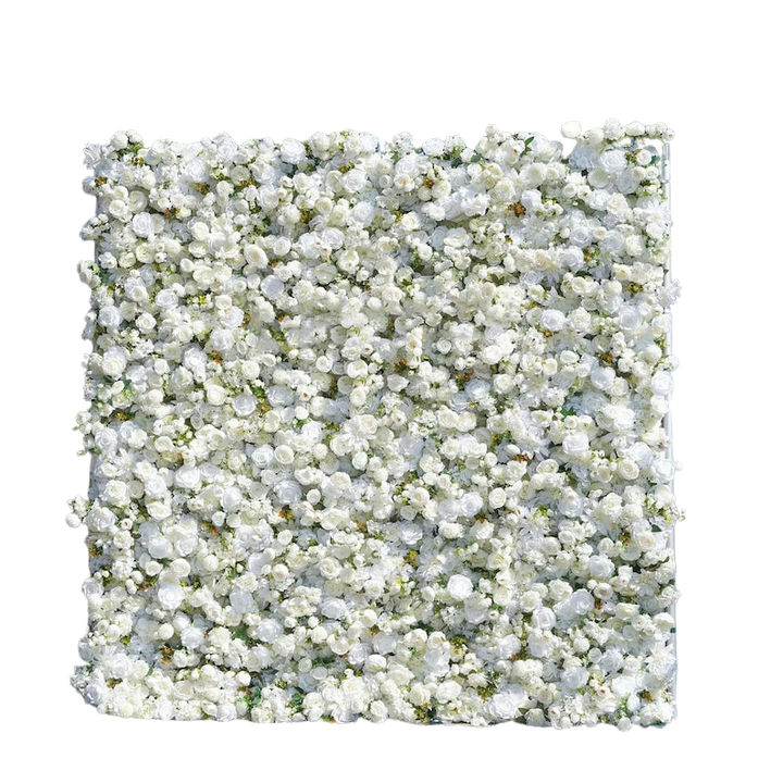 5D Rolling Curtain Artificial Flower Wall –  Rental Atlanta White Pearl