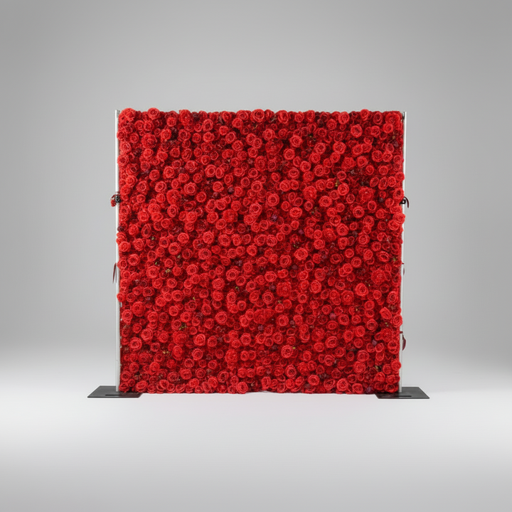 Red Rose 5D Fabric Artificial Flower Wall – Rolling Curtain Rental Atlanta