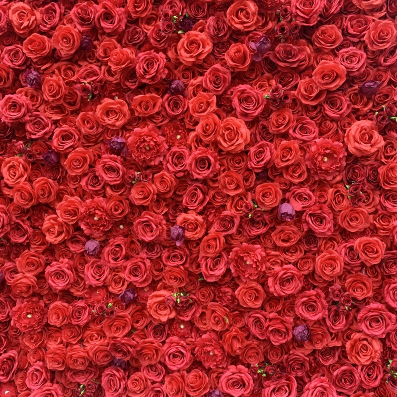 5D Fabric Artificial Flower Wall – Rolling Curtain Rental Atlanta (Red Rose)