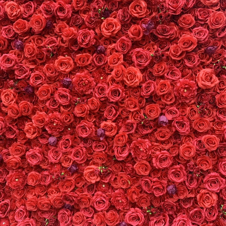 5D Fabric Artificial Flower Wall – Rolling Curtain Rental Atlanta (Red Rose)