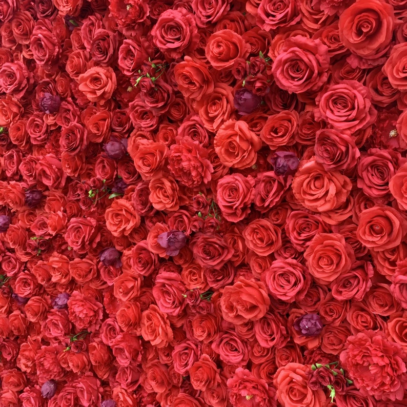 5D Fabric Artificial Flower Wall – Rolling Curtain Rental Atlanta (Red Rose)