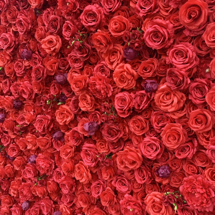 5D Fabric Artificial Flower Wall – Rolling Curtain Rental Atlanta (Red Rose)