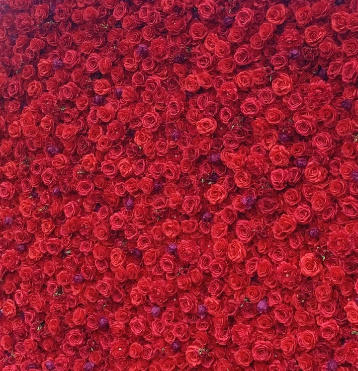 5D Fabric Artificial Flower Wall – Rolling Curtain Rental Atlanta (Red Rose)