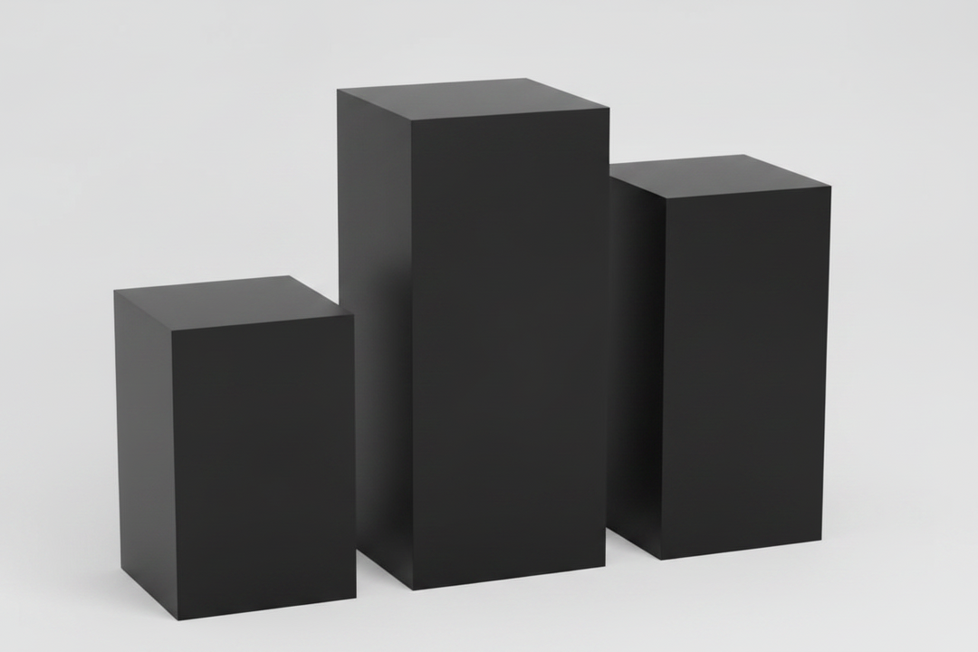 5-Piece Metal White Square Display Pedestal Stand Set Atlanta Rentals
