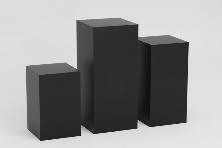 5-Piece Metal White Square Display Pedestal Stand Set Atlanta Rentals