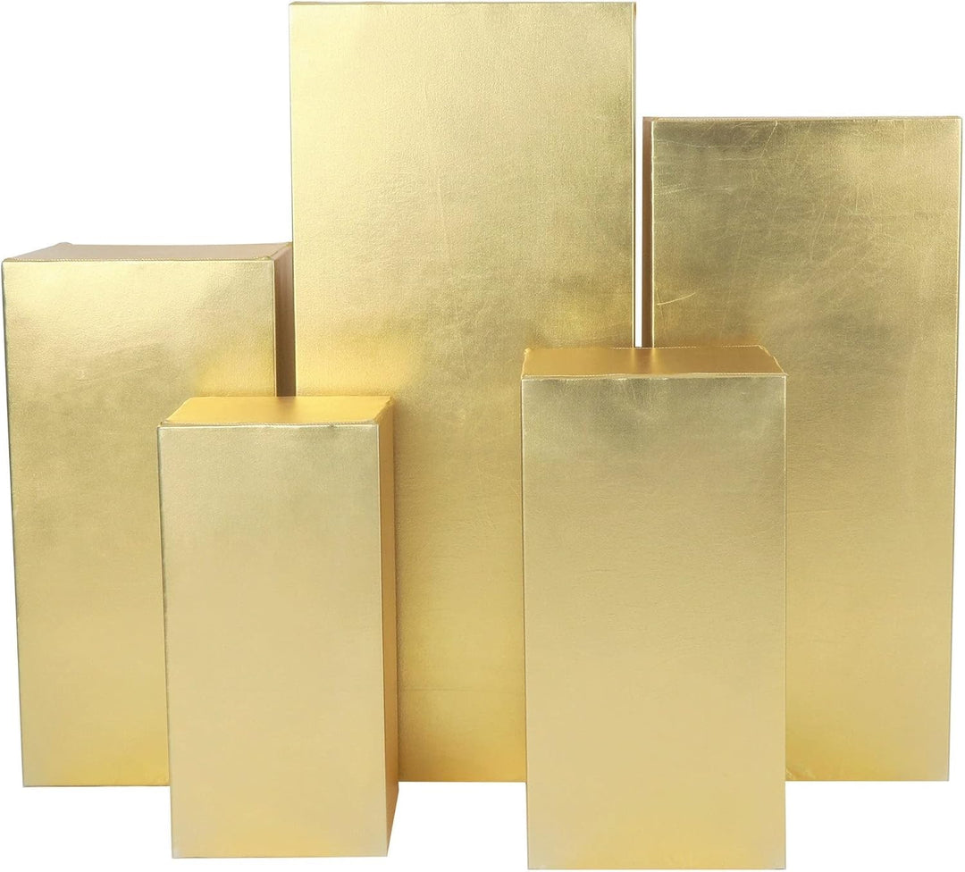 5-Piece Metal White Square Display Pedestal Stand Set Atlanta Rentals