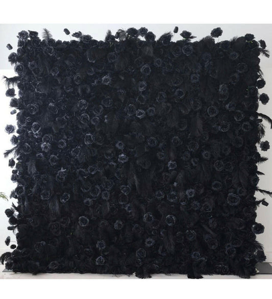 5D Fabric Artificial Flower Wall – Rolling Curtain Rental Atlanta Midnight