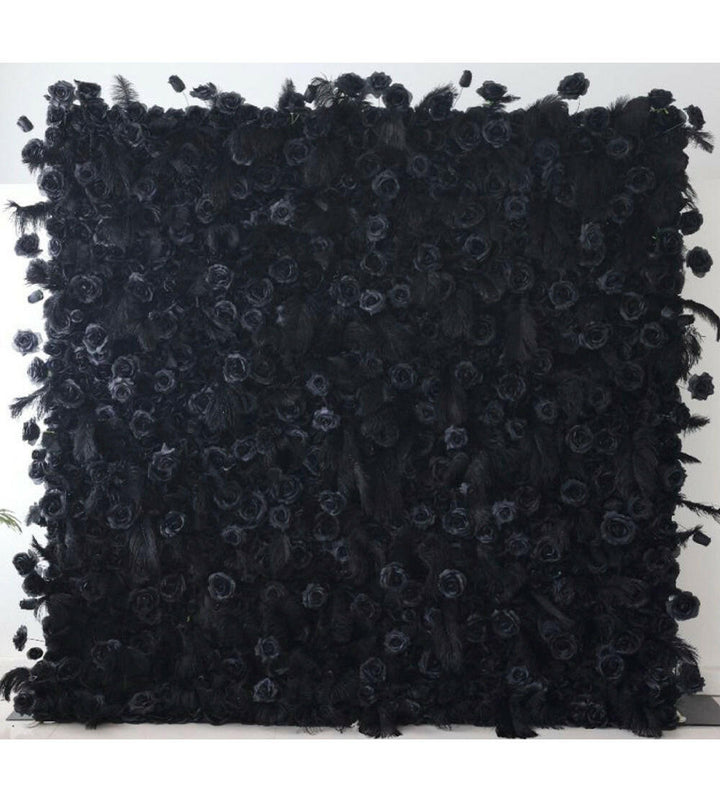 5D Fabric Artificial Flower Wall – Rolling Curtain Rental Atlanta Midnight