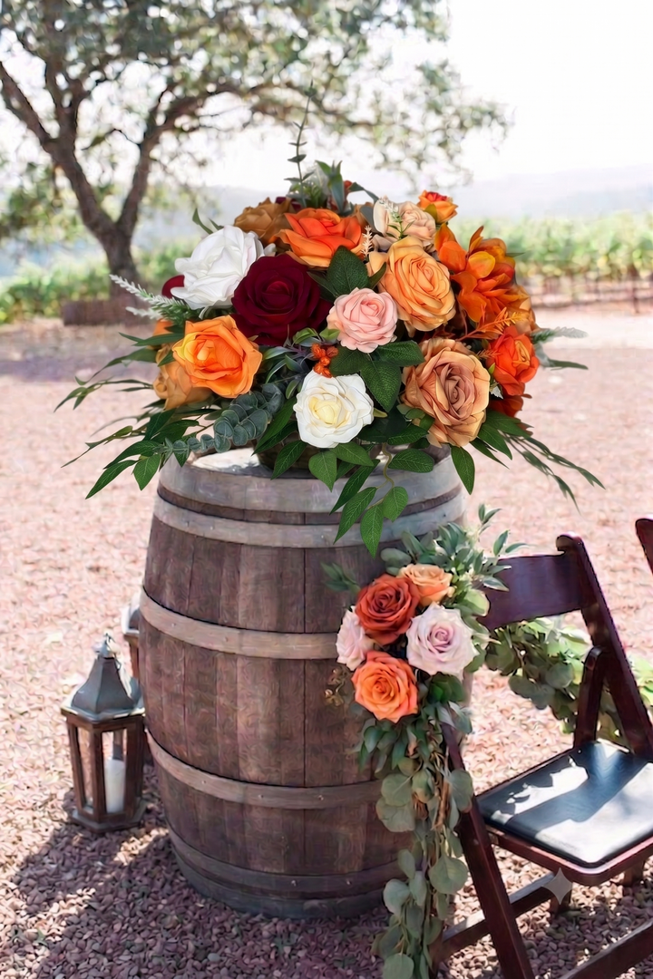 Flower Ball Centerpiece: Autumn, Terracotta Size Large 24"