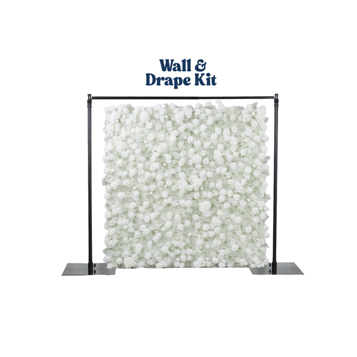 5D Fabric Artificial Flower Wall White Rose Gypsophila  – Rolling Curtain Rental Atlanta