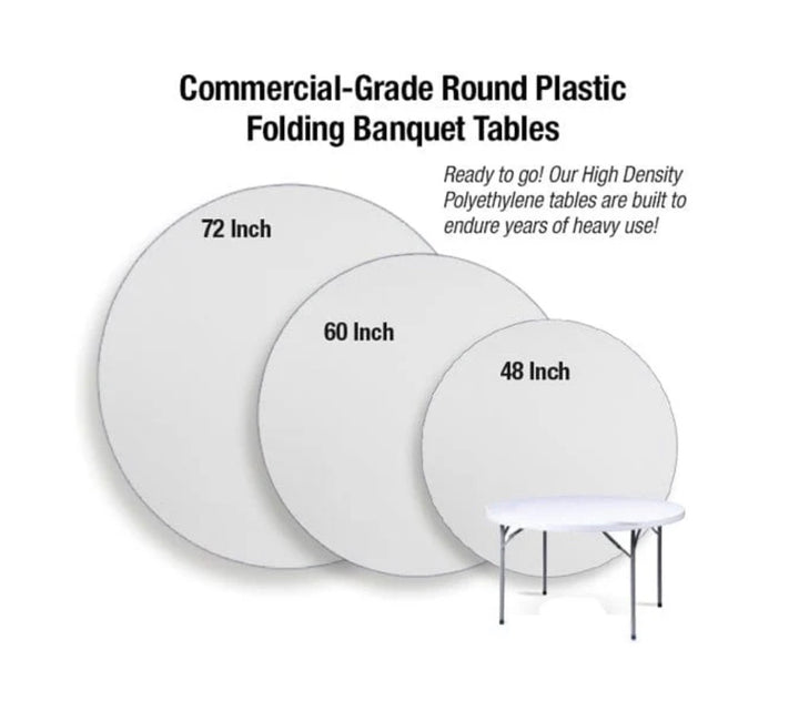 Adults: Round Heavy Duty Plastic Folding Table Rental, Atlanta GA