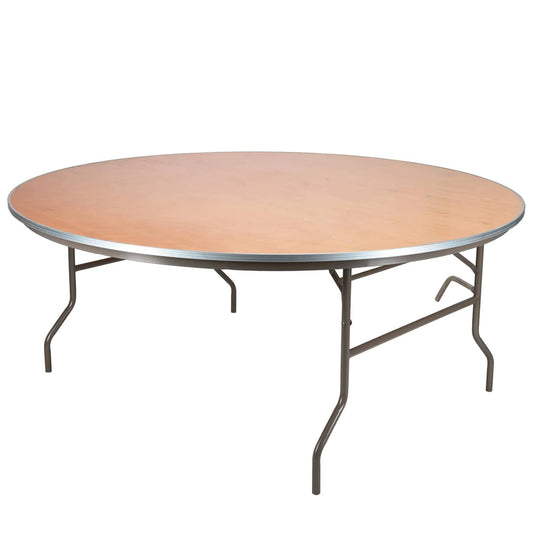 Adults: 72" (6 Foot) Round Heavy Duty Metal Edge Plywood Folding Banquet Table with Steel Skeleton Atlanta GA