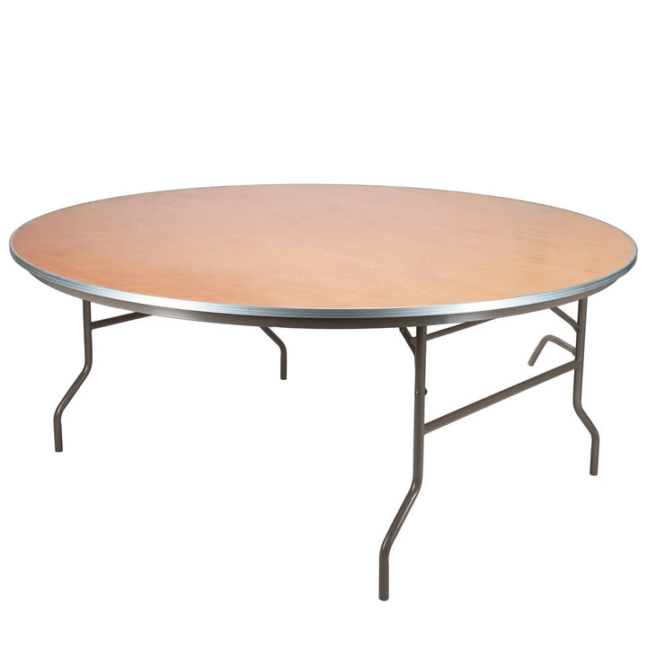 Adults: 72" (6 Foot) Round Heavy Duty Metal Edge Plywood Folding Banquet Table with Steel Skeleton Atlanta GA