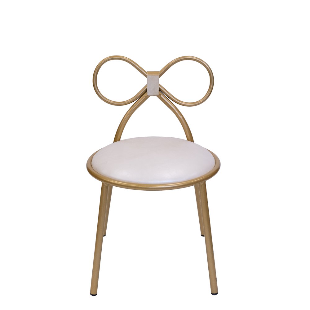 Kid's Metal Kids Bow Chair With Gold Vinyl Seat Cushion Rental Atlanta, GA