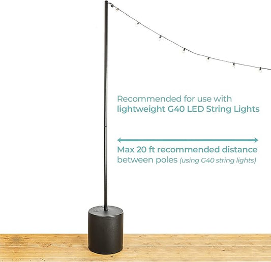 Freestanding String Light Pole Stand with Tank Base
